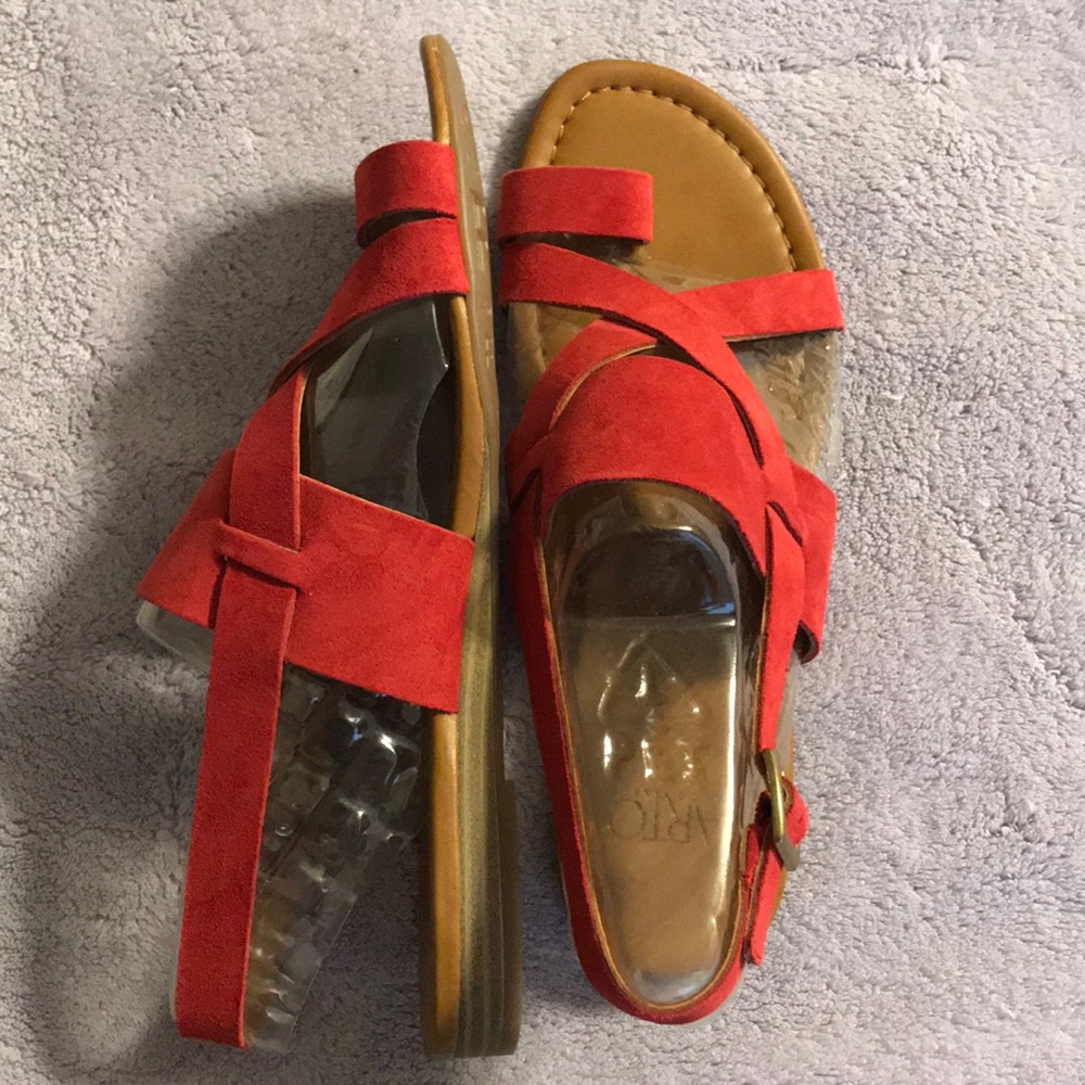 Red suade sandal
